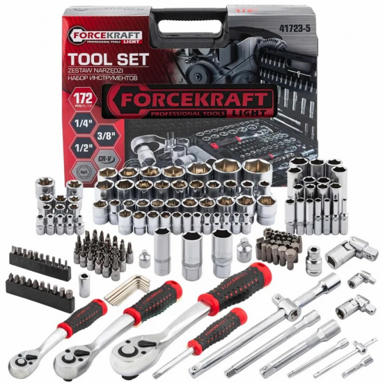 FORCEKRAFT LIGHT Набор инструментов 172пр. 1/4" 3/8" 1/2" 6гр FK LIGHT-41723-5 - 1