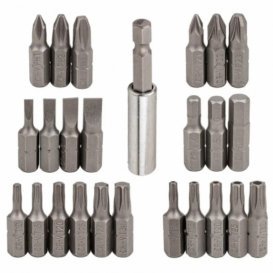 SCHEPPACH Биты 1/4"х25мм с битодержателем 60мм, набор 25пр. Sch-HW-S27 - 1