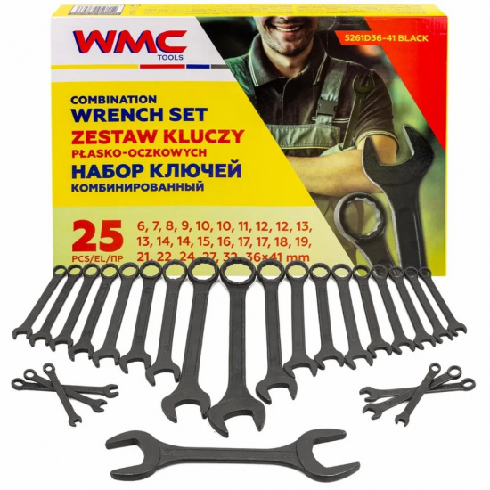 WMC TOOLS Набор ключей комбинированный 25пр. WMC-5261D36-41 BLACK - 1