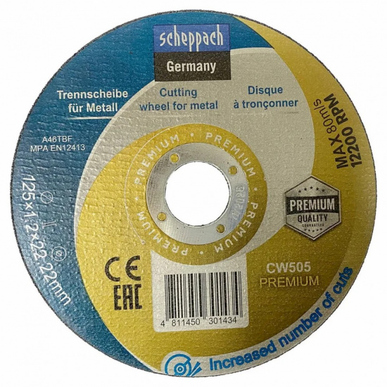 SCHEPPACH Круг отрезной по металлу 125x1,2x22,2мм Sch-CW505 PREMIUM - 1