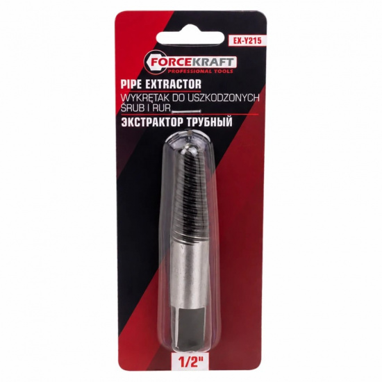 FORCEKRAFT Экстрактор трубный 1/2" для извлечения поврежденных болтов/гаек или застрявших или повреждённых фитингов, ниппелей или резьбовых соединений. FK-EX-Y215 - 1