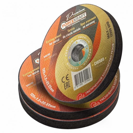 FORCEKRAFT Круг отрезной по металлу 125x1,2x22,2мм(30шт к-т) FK-CW505 PREMIUM[30шт к-т] - 1