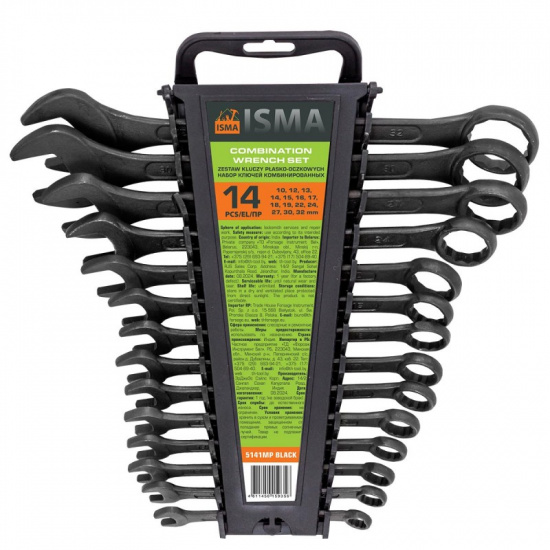 ISMA Набор ключей комбинированных 14пр. ISMA-5141MP BLACK - 1