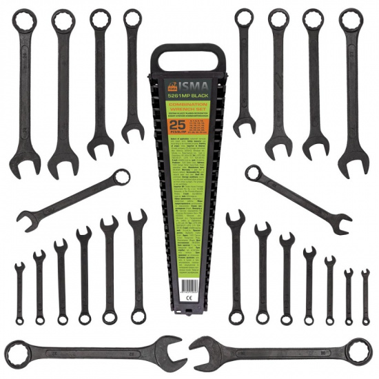 ISMA Набор ключей комбинированных 25пр. ISMA-5261MP BLACK - 1