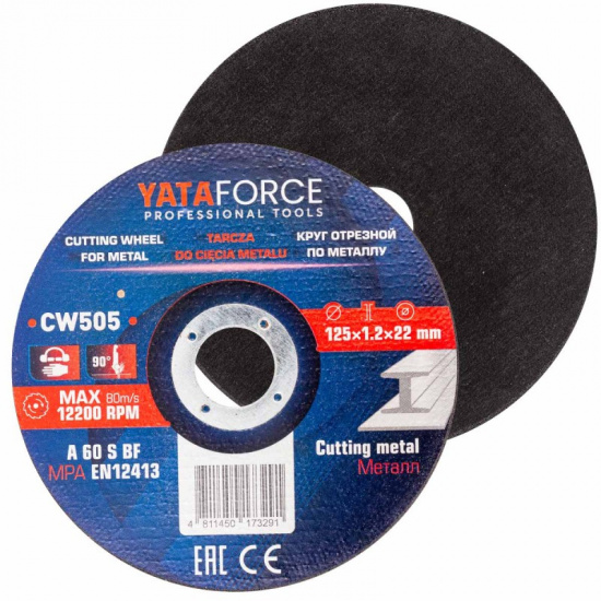 YATAFORCE Круг отрезной по металлу 125х1.2.х22,2мм-40шт YF-CW505(40 шт к-т) - 1