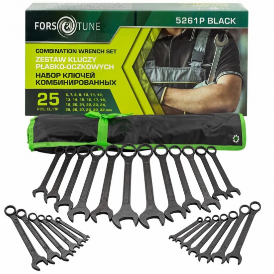 FORSandTUNE Ключи комбинированные, набор 25пр. (6-28, 30, 32мм) FORSandTUNE-5261P BLACK - 1
