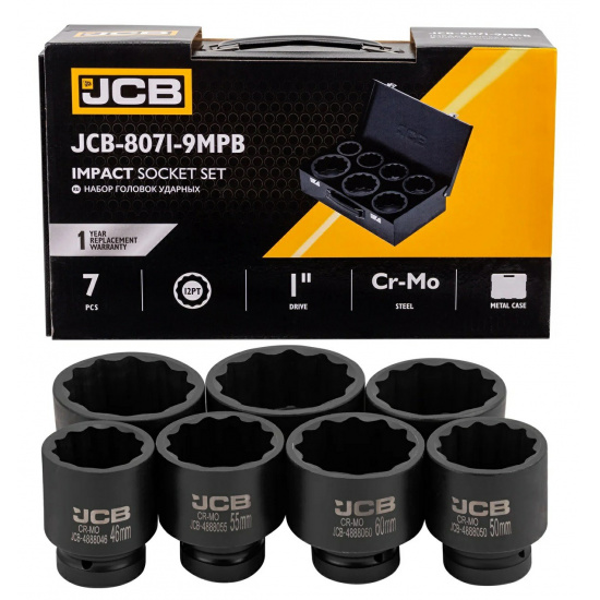 JCB Головки ударные, набор 7пр., 1" (12гр.) JCB-8071-9MPB - 1