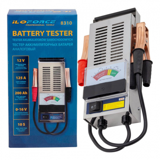 ILOFORCE Тестер аккумуляторных батарей аналоговый 12V, 125A, 200Ah IF-8310 - 1