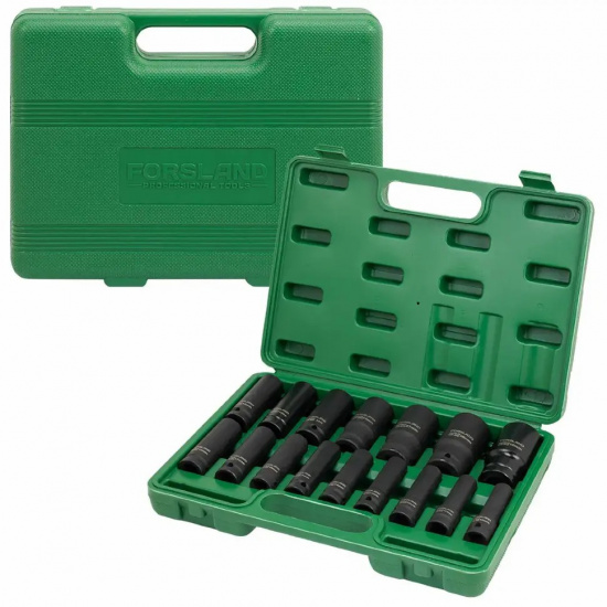 FORSLAND Набор головок ударных глубоких 16пр. 1/2" 6pt Forsland-4167-5MPB - 1
