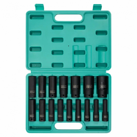 FORSandTUNE Набор головок ударных глубоких 16пр. 1/2" 6pt FORSandTUNE-4167-5MPB - 1