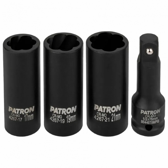 PATRON Головки ударные двухсторонние, набор 4пр., 1/2" (6гр.) P-4267 - 1