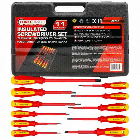 FORCEKRAFT Отвертки диэлектрические, набор 11пр. FK-20712 - 1
