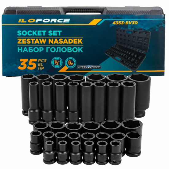 ILOFORCE Головки 1/2", набор 35пр. (6гр.) IF-4353-BV30 - 1