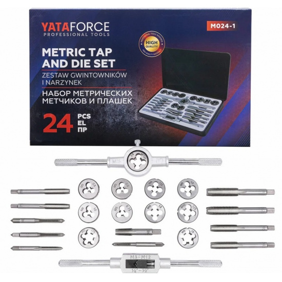 YATAFORCE Набор метрических метчиков и плашек 24пр. YF-M024-1 - 1
