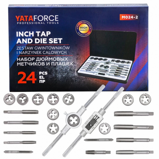 YATAFORCE Метчики и плашки, набор 24пр. (дюйм.) YF-M024-2 - 1