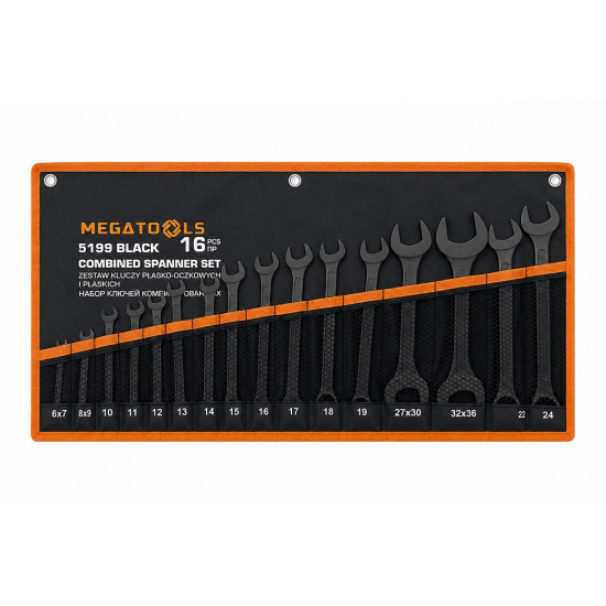 MEGATOOLS Набор ключей комбинированный 16пр. MT-5199 BLACK - 1