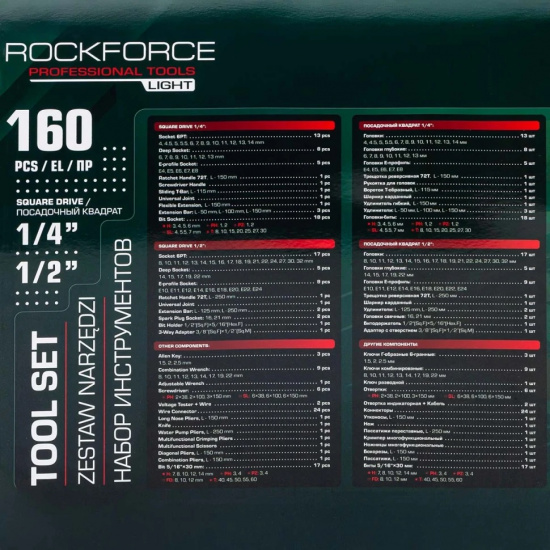 ROCK FORCE LIGHT Набор инструментов 160пр. 1/4" 1/2" 6гр RF LIGHT-41601-5 - 1