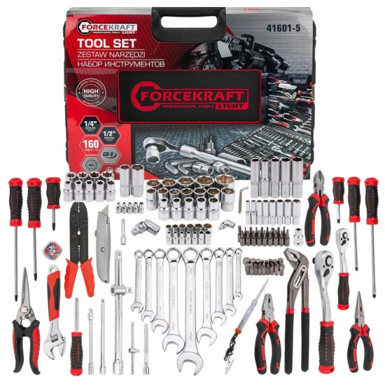 FORCEKRAFT LIGHT Набор инструментов 160пр. 1/4" 1/2" 6гр FK LIGHT-41601-5 - 1