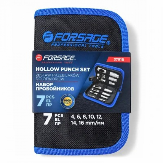 FORSAGE Набор пробойников 7пр. (4,6,8,10,12,14,16 мм),в сумке F-3791B - 1