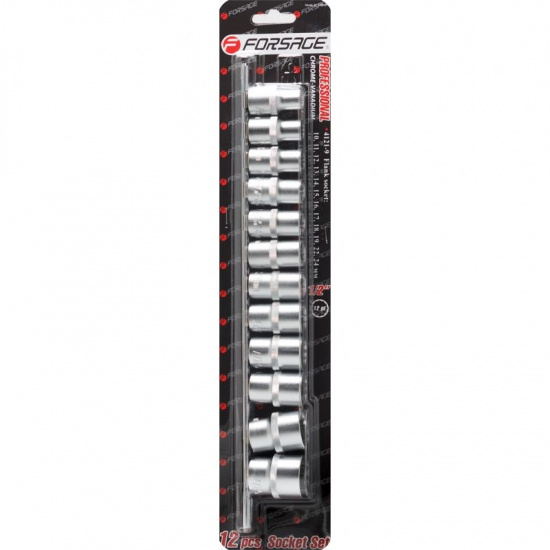 FORSAGE 1/2" Набор головок 12пр. (12гр.)(10-19,22,24мм), на планке F-4121-9 - 1