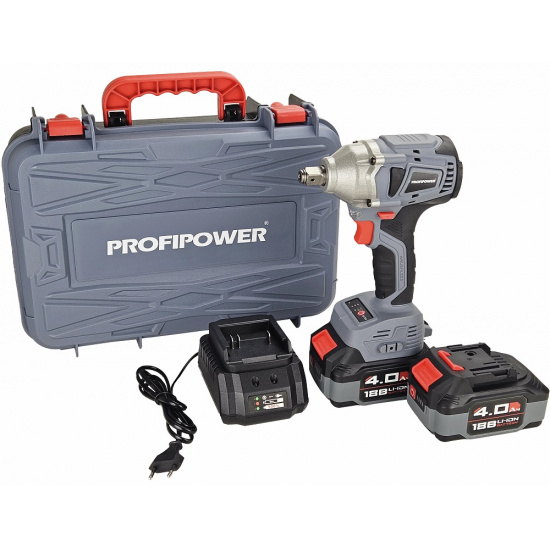 Аккумуляторный бесщеточный гайковерт PROFIPOWER MKDTW-18B (18В,Li-ion-2шт, 4.0Ач, 330Нм, З/У, в кейсе) E0081 - 1