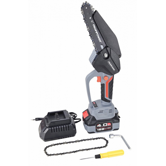 Аккумуляторная бесщеточная цепная пила PROFIPOWER MKGST-18V (18В,Li-ion-2шт, 2.0Ач, шина 6",37звеньев,2шт-цепи,0-4500 об/мин, З/У, в коробке) E0097 - 1