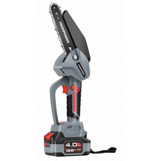 Аккумуляторная бесщеточная цепная пила PROFIPOWER MKGST-18V (18В,Li-ion-2шт, 2.0Ач, шина 6",37звеньев,2шт-цепи,0-4500 об/мин, З/У, в коробке) E0097 - 1