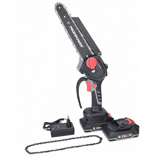 Аккумуляторная бесщеточная цепная пила PROFIPOWER MKGSH-18V (18В,Li-ion-2шт, 2.0Ач, 20см, 8",2шт-цепи,45звеньев, 0-4500 об/мин, З/У, в коробке) E0216 - 1