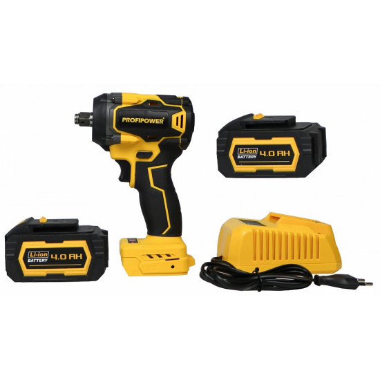 Аккумуляторный бесщеточный ударный гайковерт ProfiPower DTD-18V (18В,Li-ion-2шт, 4.0Ач, 600Нм, З/У, в кейсе) E0223 - 1