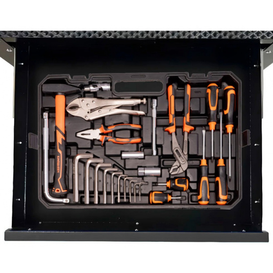Комплект Набор инструментов KINGQUEEN 129 пред, 1/4'', 3/8", 1/2''(6гр.)(4-32мм) WIB-90015  и Тележка инструментальная 5 ящиков, Цвет:серый - 1
