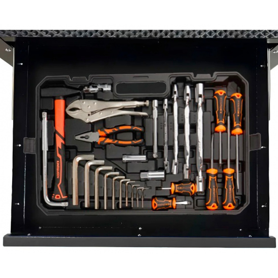 Комплект Набор инструментов KINGQUEEN 132 пред, 1/4'', 3/8", 1/2''(6гр.)(4-32мм) WIB-90013  и Тележка инструментальная 5 ящиков, Цвет:серый - 1