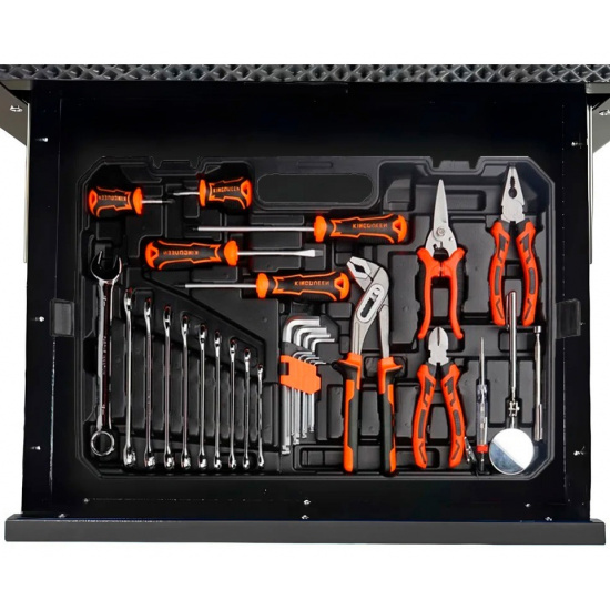 Комплект Набор инструментов KINGQUEEN 142 пред, 1/4'', 1/2''(6гр.)(4-32мм) WIB-90011  и Тележка инструментальная 5 ящиков, Цвет:серый - 1