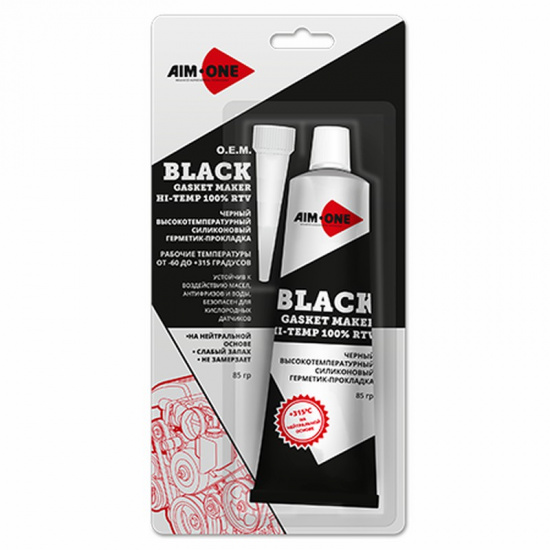 Герметик прокладок BLACK силиконовый (черный) 85г  AIM-ONE - 1