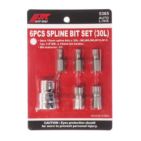 JTC Набор вставок 1/2"DR SPLINE с держателем М5-12 6пр. JTC JTC-5365 - 1
