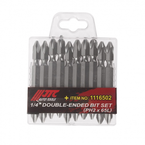 JTC Набор вставок 1/4"DR PHILIPS PH2 двусторонних удлиненных 10пр. в боксе  JTC JTC-1116502 - 1