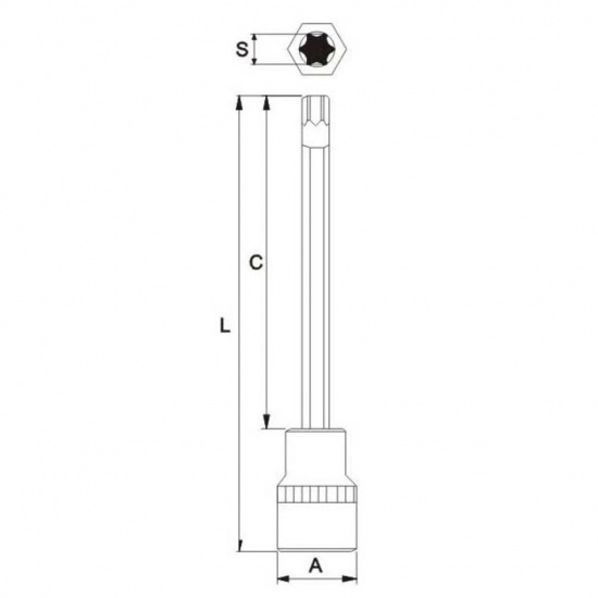 JTC Головка с насадкой длинная 1/2" х T45, длина 200мм JTC /1 JTC-45545200 - 1