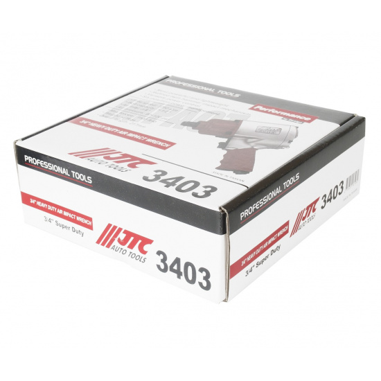 JTC Пневмогайковерт ударный усиленный 3/4''(1491 н/м) 90-120PSI 7250об/мин, расх возд 300 L/min, реком штуцер JTC-D20PMA, JTC /1/10 JTC-3403 - 1