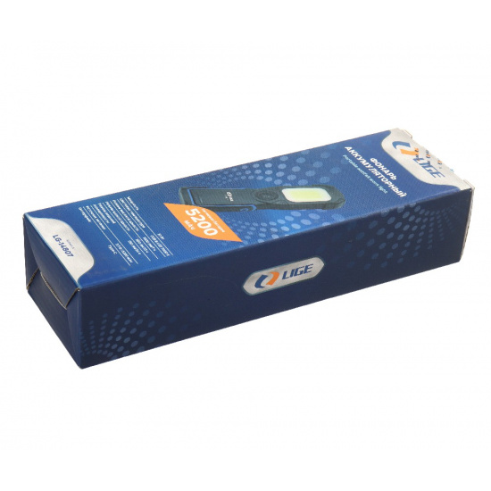 LIGE Фонарь аккумуляторный (180°, 10W, COB 7000K, 1000 Lumen, 3.7V, 5200mAh, Type-C) LG-14807 - 1