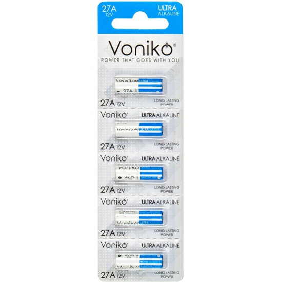 Элемент питания A27: 27A-BC5 ALKALINE (автобрелки) 12V ALKALINE ULTRA VONIKO - 1